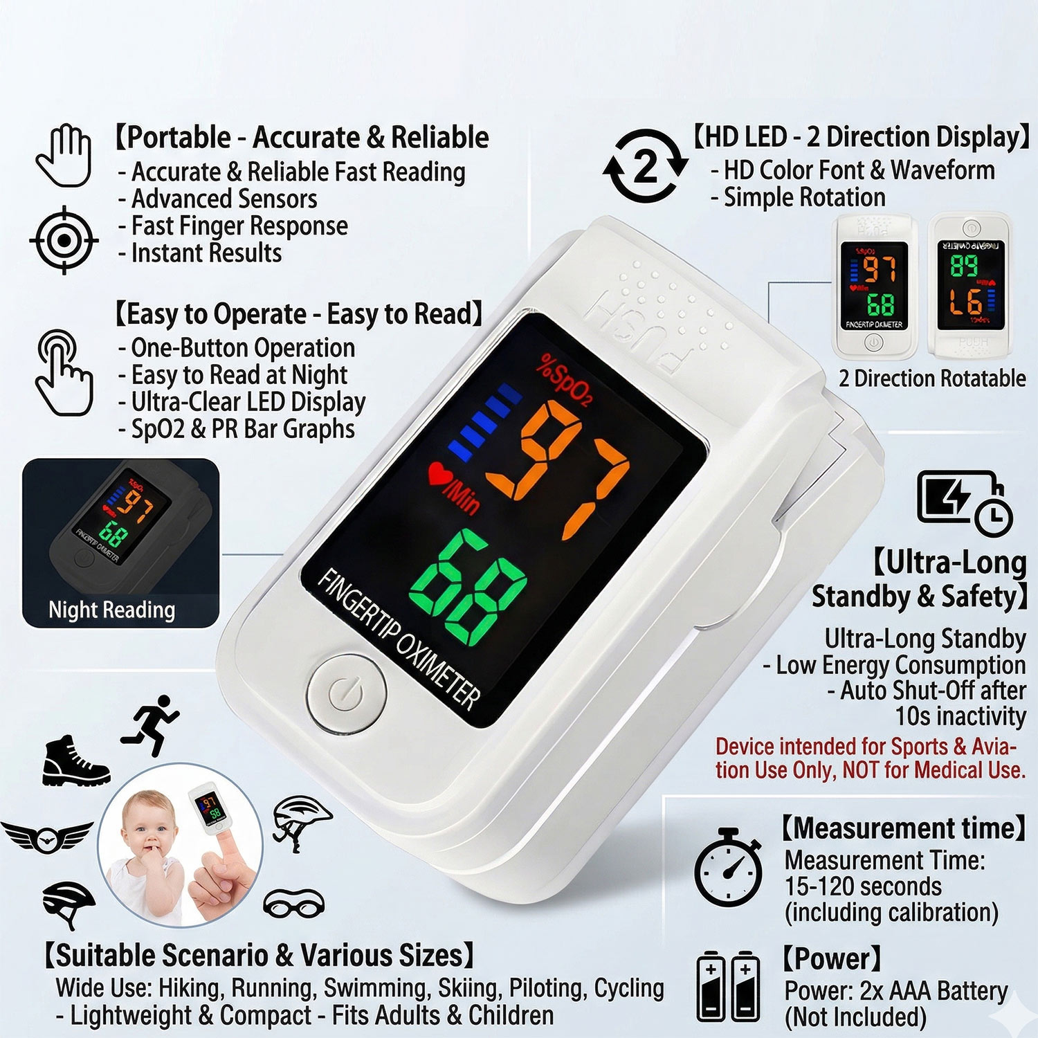 Termometr na podczerwień 2 w 1 – Pulse Oximeter recenzja i cena
